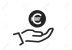 save money icon. euro coin on hand. banking, investment and finance symbol